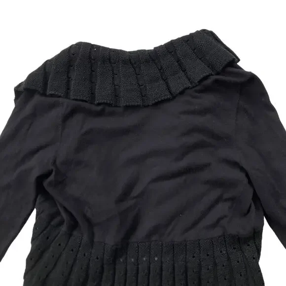 Cache Vintage Y2K Wool Blend Ribbed Cardigan Black Size Large - Picture 6 of 9